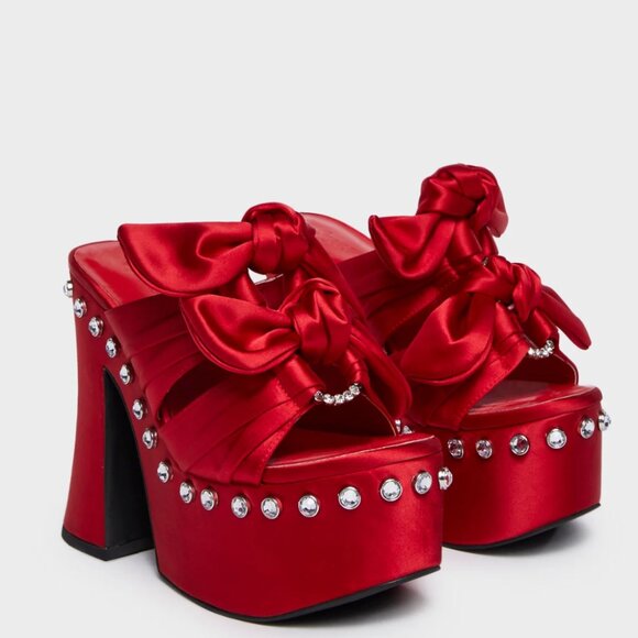 Red Bow Tie Platform Heels – Size 5 by SugarThrillz - Picture 3 of 3